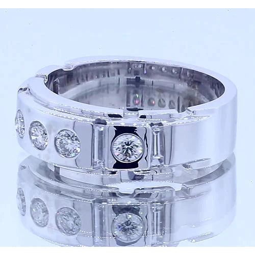 Gypsy Round & Baguettes Real Lab Grown Diamond Anniversary Band Satin Finish