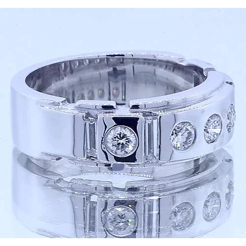Gypsy Round & Baguettes Real Lab Grown Diamond Anniversary Band Satin Finish