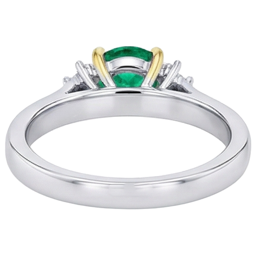 Oval Emerald ring in 14 Karat Two Tone Gold – back view