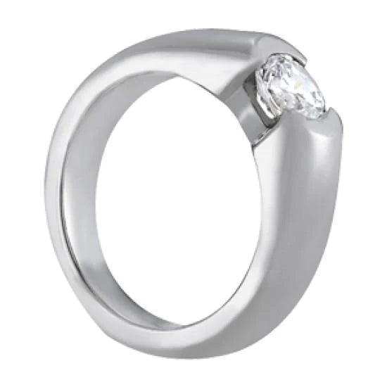 Half Bezel Genuine Diamond Solitaire Ring 0.75 Carats