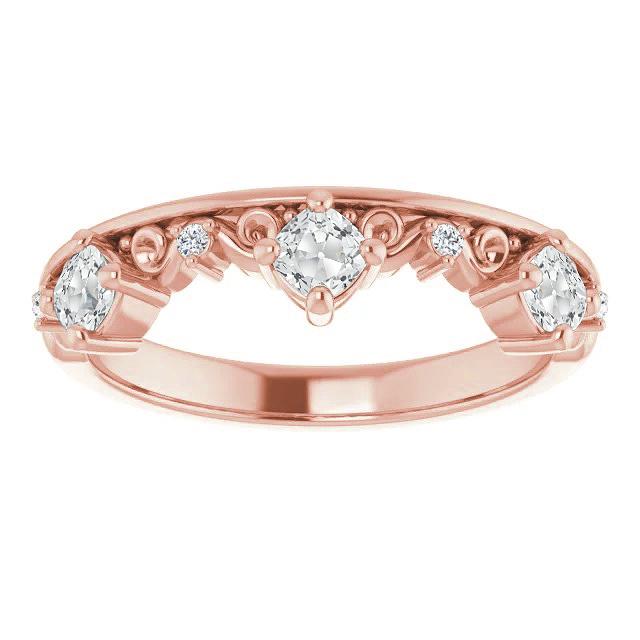 Half Eternity Band Cushion Old Miner Lab Grown Diamond Vintage Style 5 Carats