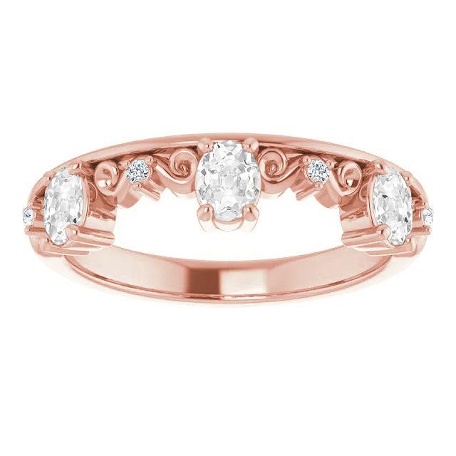 Half Eternity Band Oval Old Mine Cut Lab Grown Diamond Prong Set 3.50 Carats