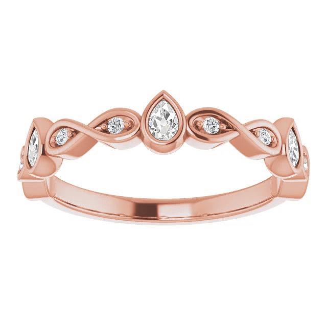 Half Eternity Band Pear Old Cut Lab Grown Diamond Bezel Infinity Style 3 Carats