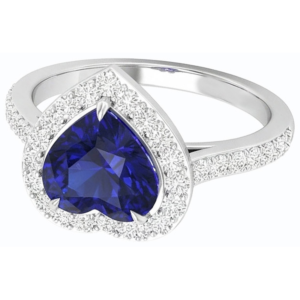 natural round sapphire 2.50ct ring top view