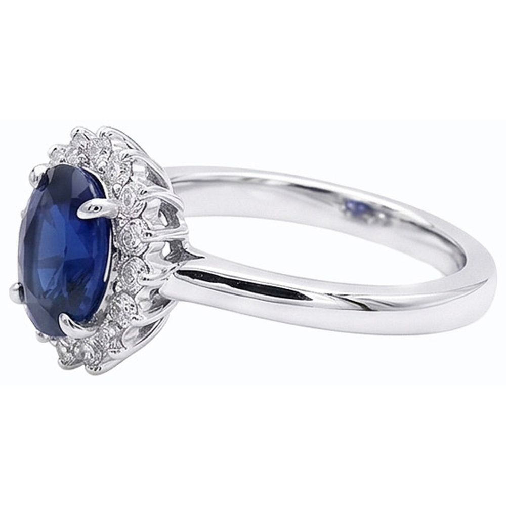 Halo Engagement Ring Oval Srilanka Sapphire Sunburst Style 2.50 Carats