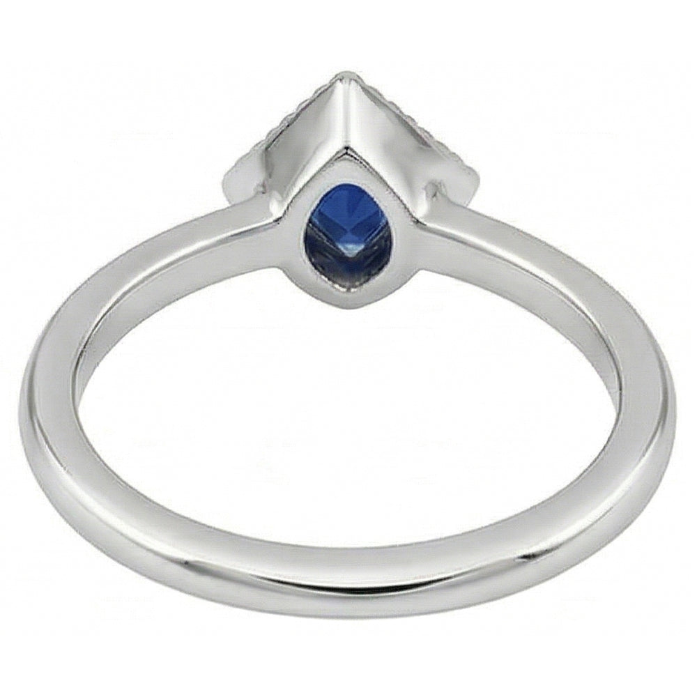 Halo Engagement Ring Trillion Bezel Set Ceylon Sapphire 0.50 Carats