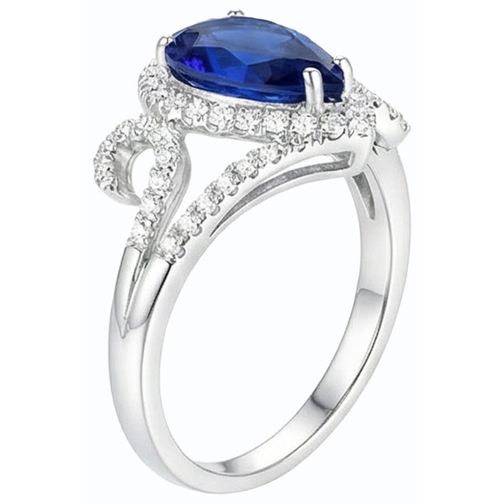 natural round sapphire 3.50ct ring profile view