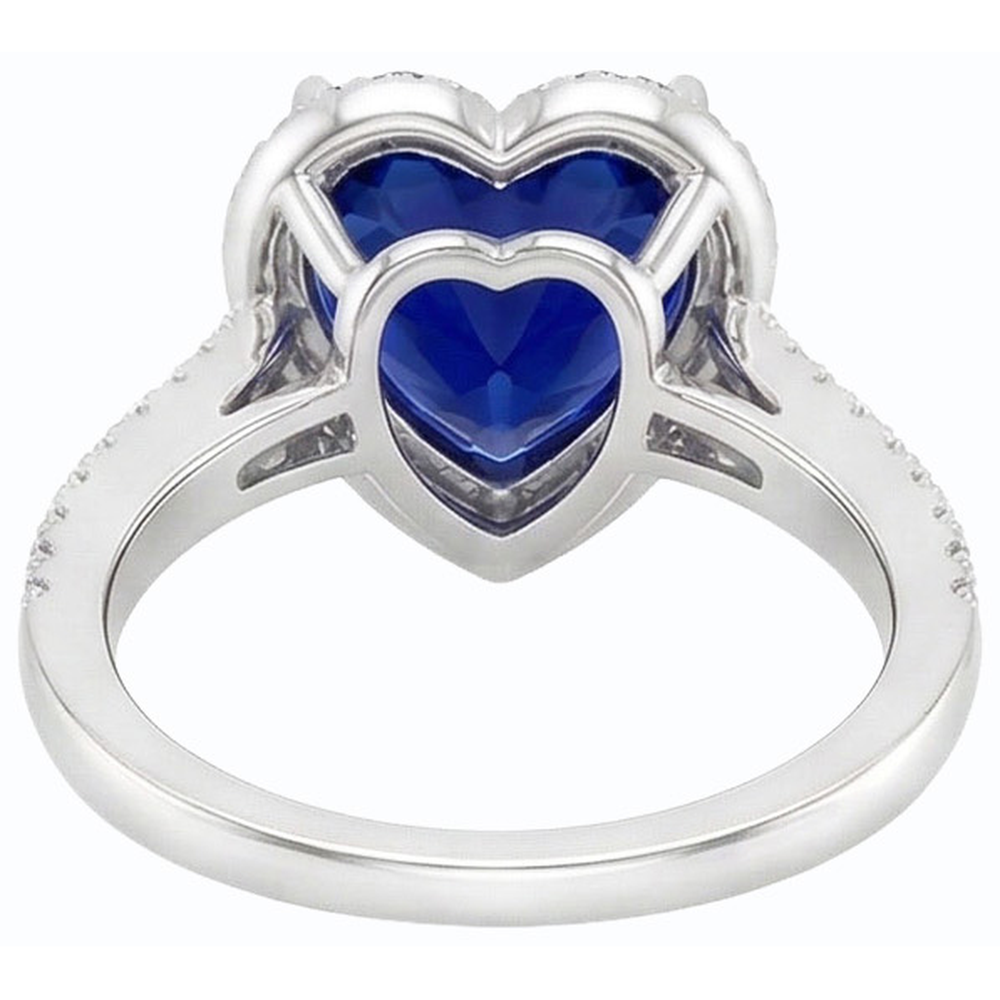 natural round sapphire 3.50ct ring profile view