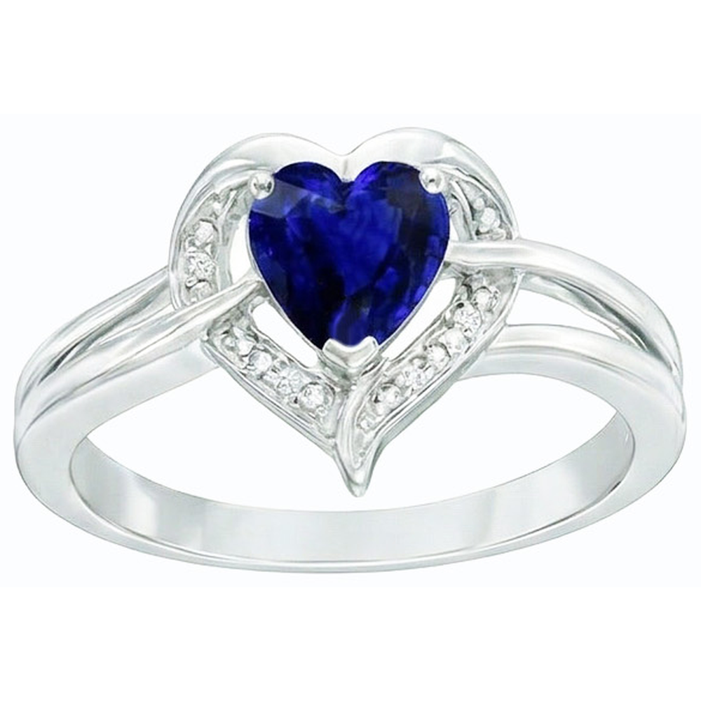 Halo Heart Style Sri Lankan Sapphire Ring 1.50 Carats Natural Earth Mined Diamond ( Not Lab Grown )s
