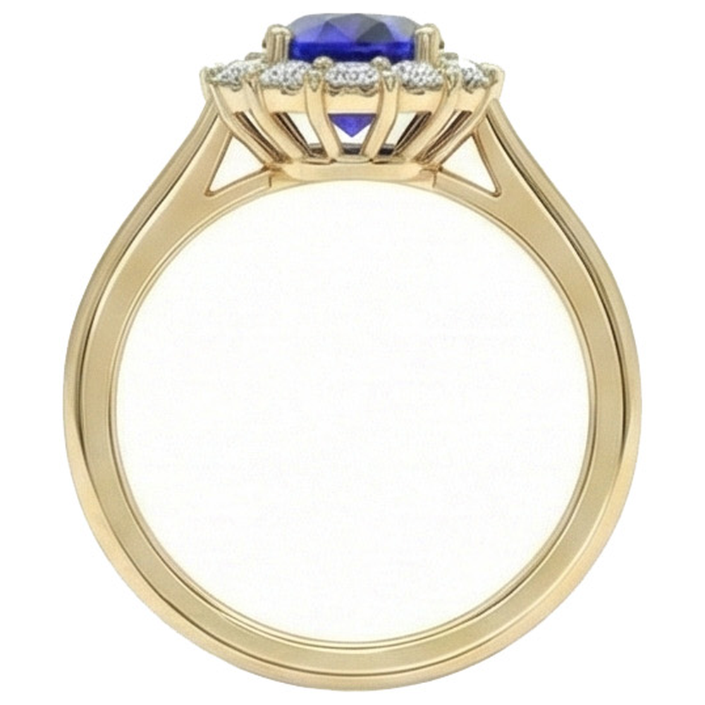 natural round sapphire 5.25ct ring profile view
