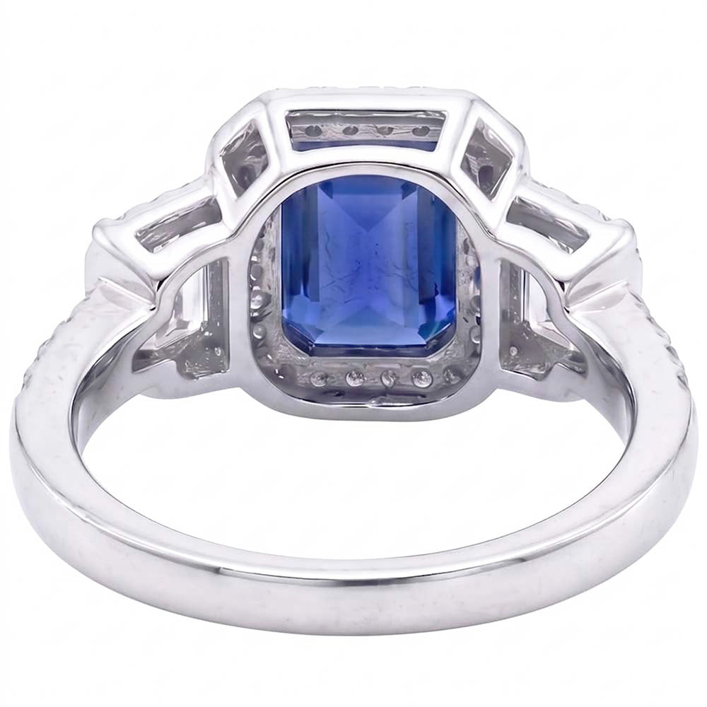 Halo Natural Earth Mined Diamond ( Not Lab Grown )s Engagement Ring With Sapphire