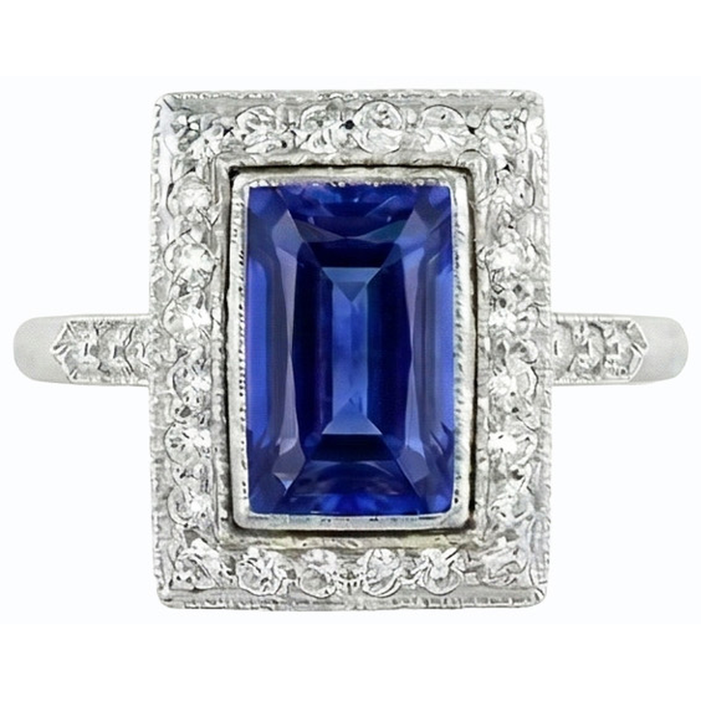 natural round sapphire 4ct ring profile view