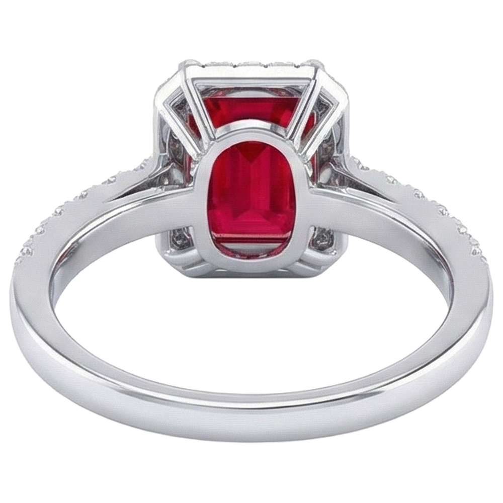 natural round ruby 4.45ct ring on white background