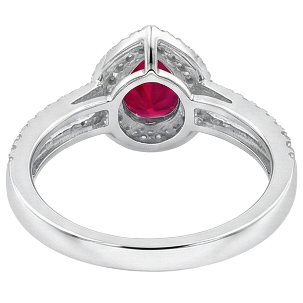 Halo Ruby And Natural Earth Mined Diamond ( Not Lab Grown )s 4 Carats Engagement Ring Gold 14K