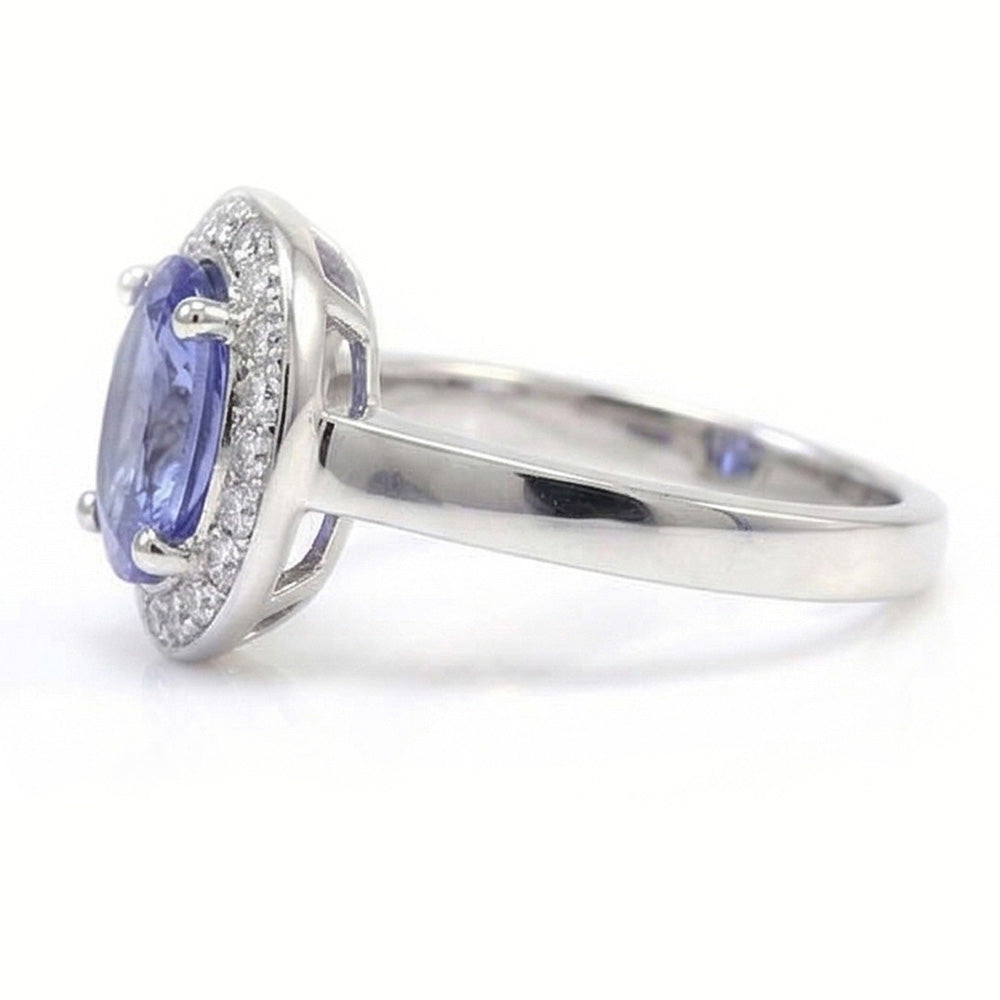 Halo Sapphire And Natural Earth Mined Diamond ( Not Lab Grown ) Ring