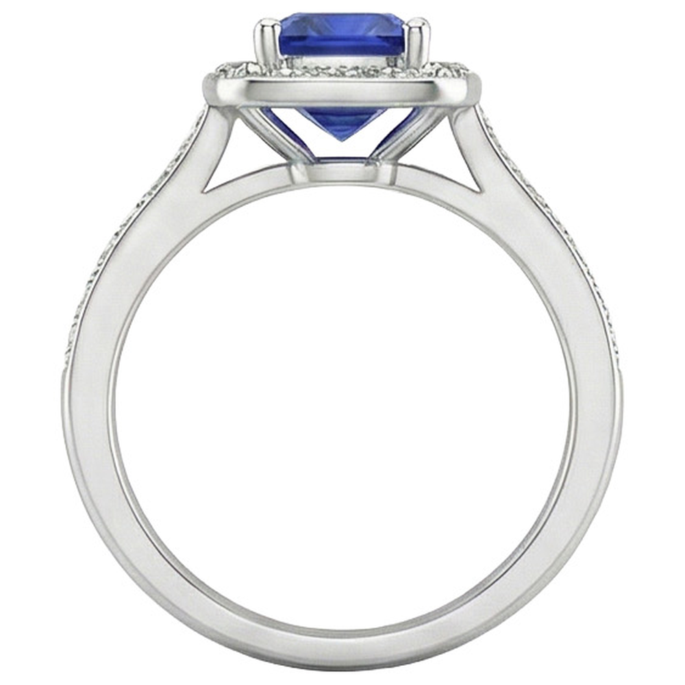 Halo Sapphire Cushion Cut Engagement Ring