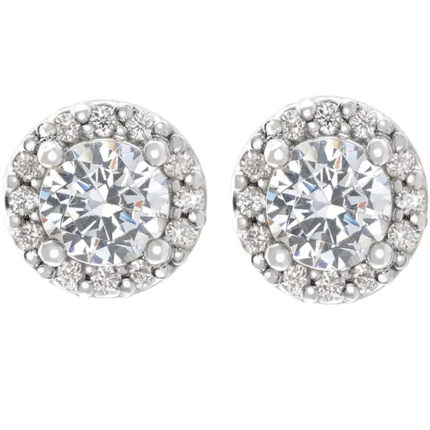 Halo-Styled Real Diamond Stud Earrings 3.50 Carats White Gold 14K