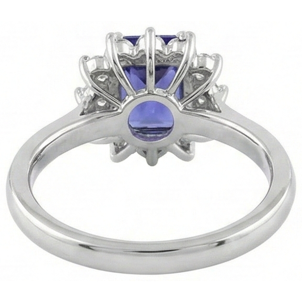 natural round tanzanite 6.35ct ring band detail