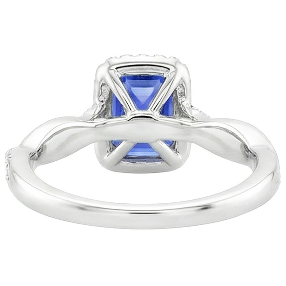 Halo Twist Ring Style Emerald Ceylon Sapphire & Natural Earth Mined Diamond ( Not Lab Grown )s 4.25 Carats