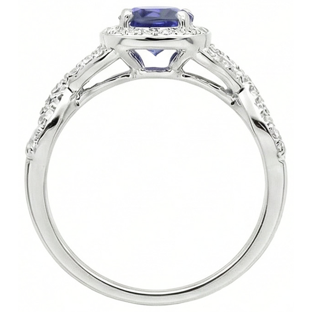 Halo Wedding Ring Round Sapphire Twisted Shank Natural Earth Mined Diamond ( Not Lab Grown )s 2.50 Carats