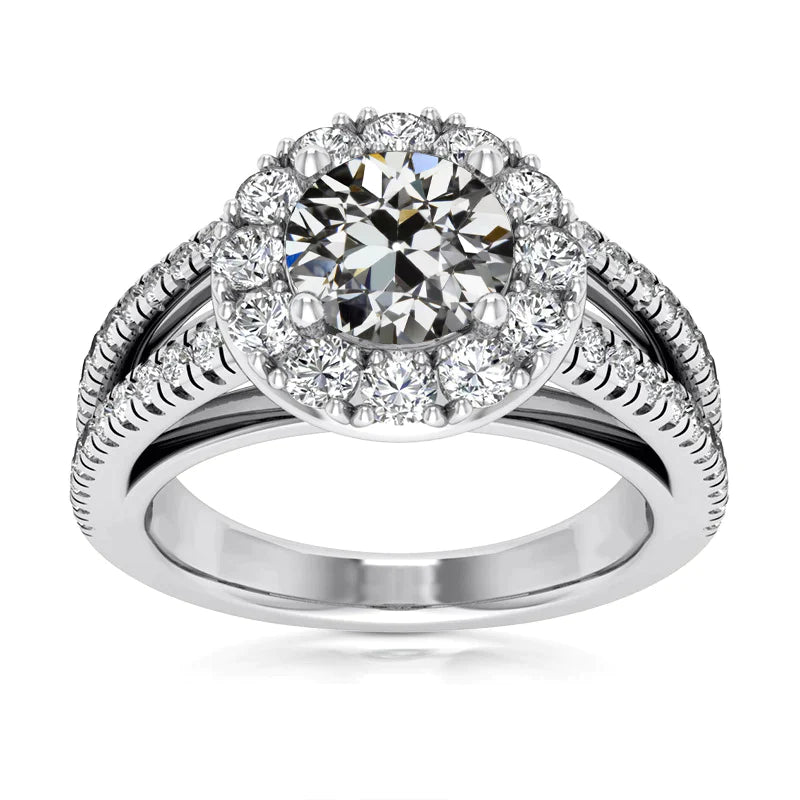 Halo Anniversary Ring Old Miner Natural Diamond Split Shank 7 Carats