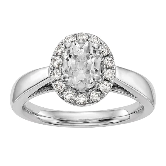 Halo Anniversary Ring Oval Old Cut Real Diamond 3.75 Carats Tapered Shank