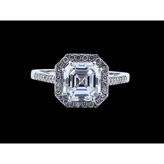 Asscher Cut Genuine Diamond Ring