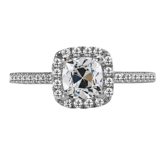 Halo Engagement Ring Round & Cushion Old Miner Real Diamond 5.50 Carats