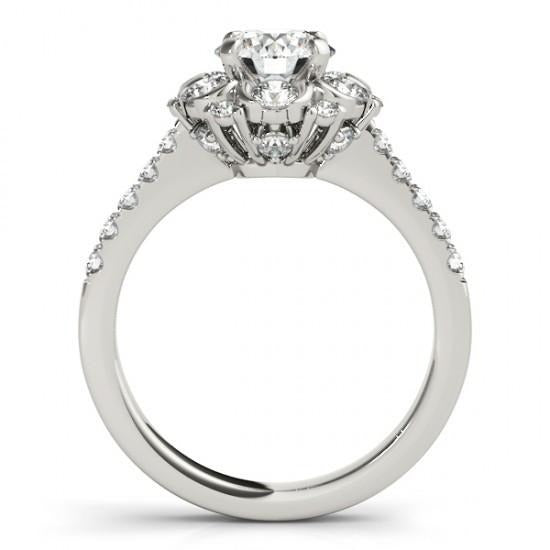 Halo Fancy Ring Round Real Diamonds 2.00 Carats White Gold 14K - Halo Ring-harrychadent.ca