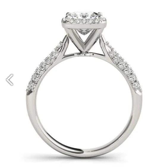Halo Natural Diamond Engagement Fancy Ring 1.75 Carats White Gold 14K