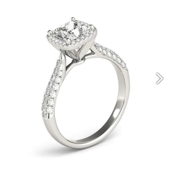 Halo Natural Diamond Engagement Fancy Ring 1.75 Carats White Gold New