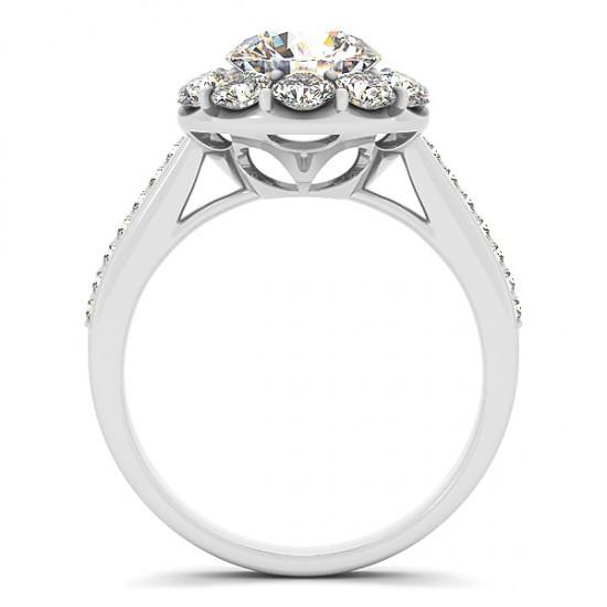 Halo Natural Diamond Solitaire Ring Flower Shape With Accent 2.75 Carat WG 14K