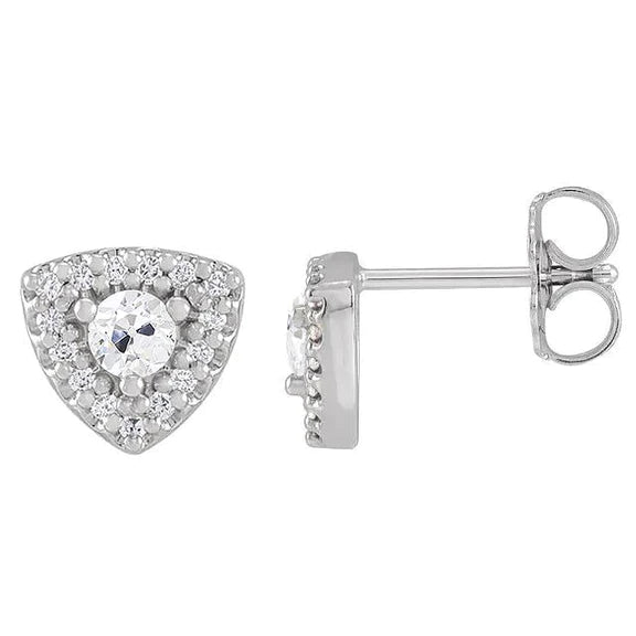 Halo Natural Diamond Stud Old Cut Earrings 4.50 Carats Triangle