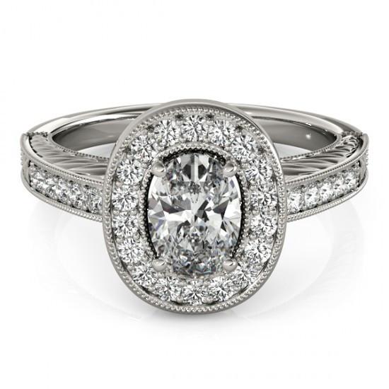 Halo Natural Diamond Vintage Style Engagement Ring 1.25 Carat Solid WG
