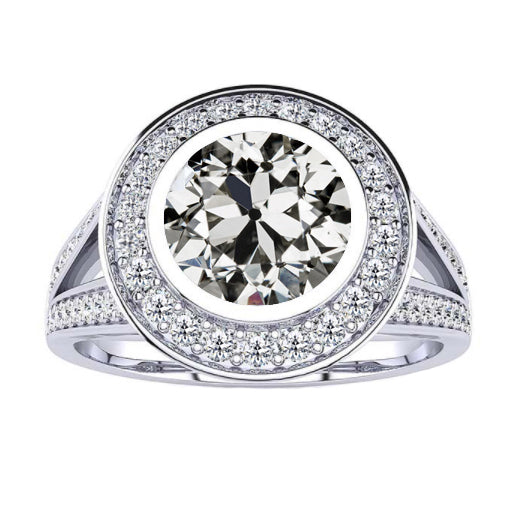 Brilliant Diamond Antique Cushion Halo Ring in 14 Karat White Gold – main view
