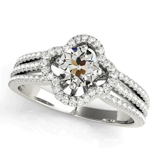 Halo Old Miner Real Diamond Ring Flower Style Gold Split Shank 3.50 Carats