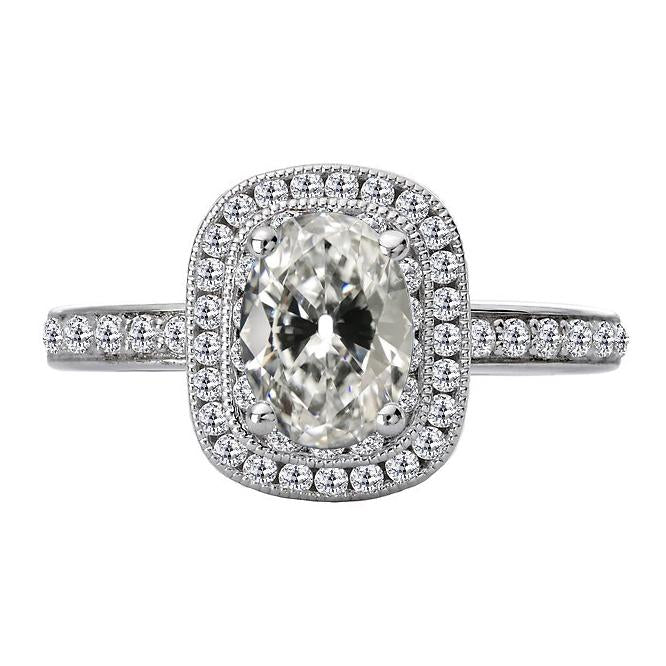 Halo Oval Old Miner Real Diamond Engagement Ring 8 Carats Vintage Style