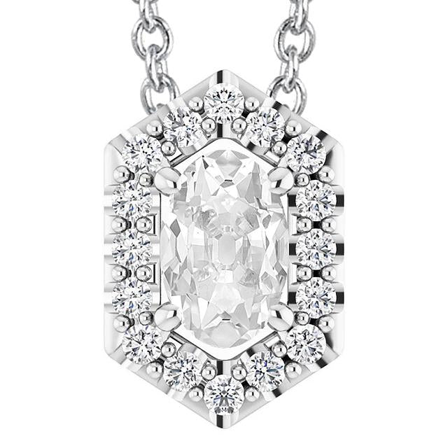 Halo Oval Old Miner Real Diamond Pendant White Gold With Chain 7.50 Carats
