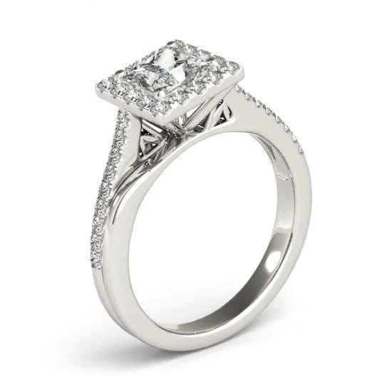 Real Diamond Princess Cut With Accents Engagement Ring 1.50 Carats