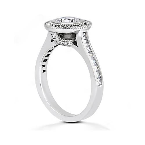 Halo Real Diamond Ring 2.22 Carats Women Engagement White Gold