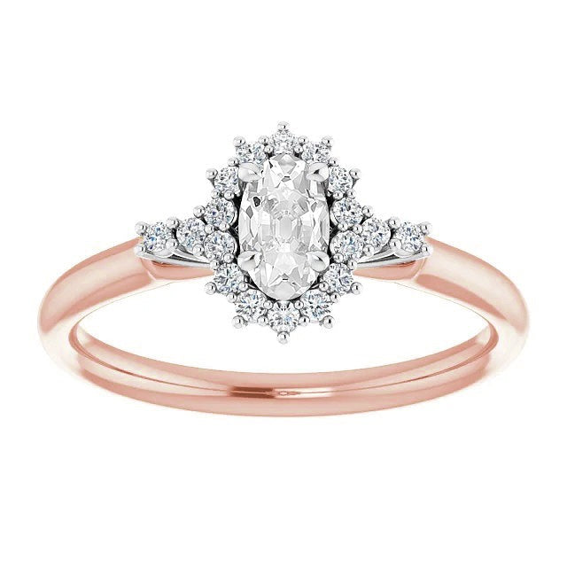 Halo Ring Real Round & Oval Old Mine Cut Diamonds Star Style 3.90 Carats