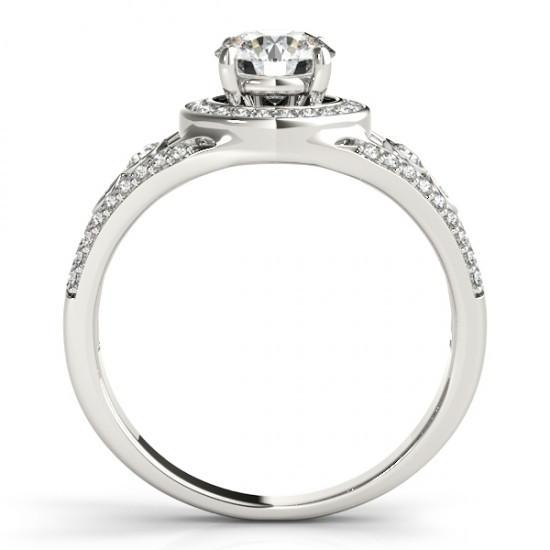 Halo Round Brilliant Genuine Diamond Engagement Fancy Ring 1.75 Carat WG 14K