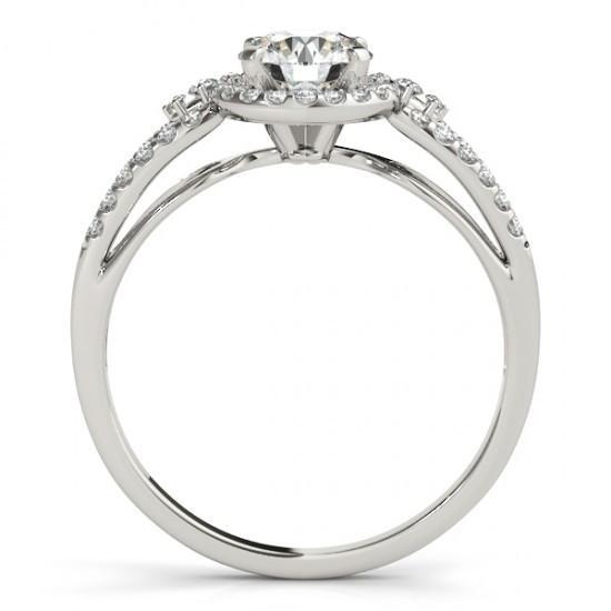 Halo Round Natural Diamond Engagement Ring Split Shank 1.50 Carat WG 14K