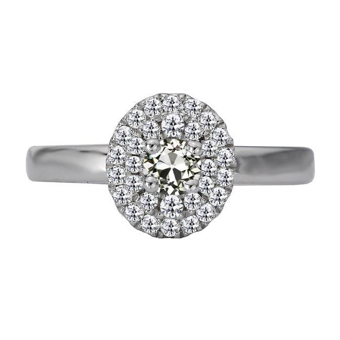 Halo Round Old Cut Real Diamond Gold Engagement Ring 4 Carats