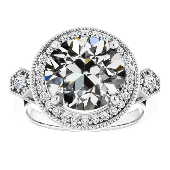 Halo Round Old Miner Real Diamond Ring Women’s Jewelry 7.50 Carats