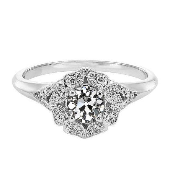 Halo Round Old Miner Real Diamond Wedding Ring Flower Style 2.50 Carats