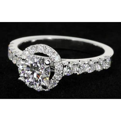 Halo Round Real Diamond Engagement Ring 2 Carats Women