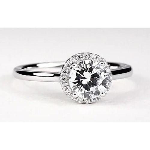 Halo Setting Round Engagement Ring Natural 1.50 Carats
