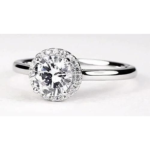 Halo Setting Round Engagement Ring Natural 1.50 Carats