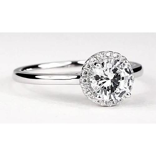 Halo Setting Round Engagement Ring Natural 1.50 Carats